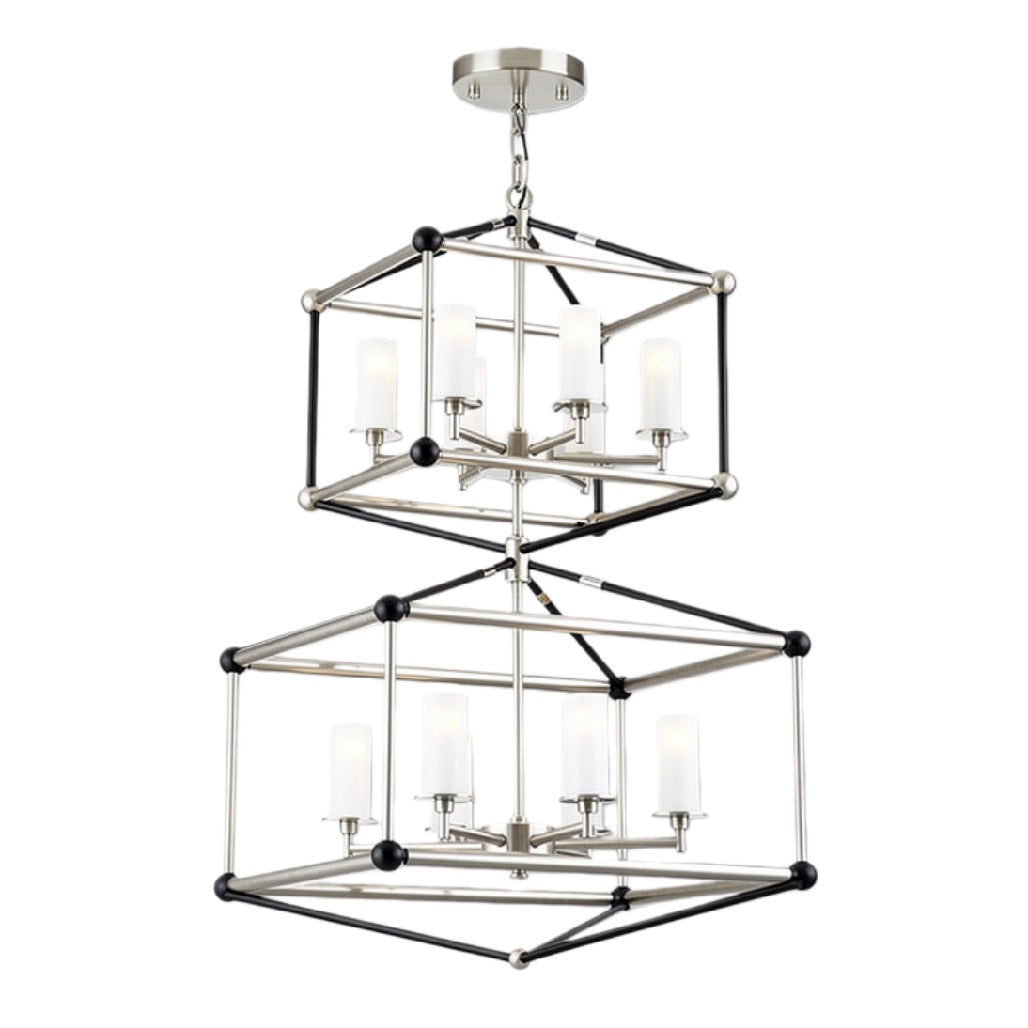 Moderne zwarte en metalen hanglamp met zes lichten