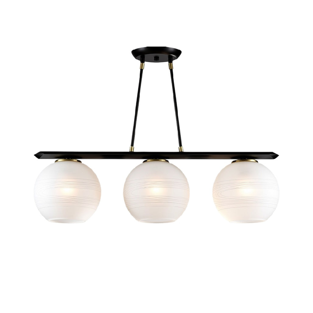 Moderne hanging lamp met drie ronde glazen kappen