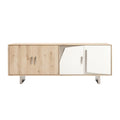 Moderne Scandinavische Kast met Houten en Witte Deuren
