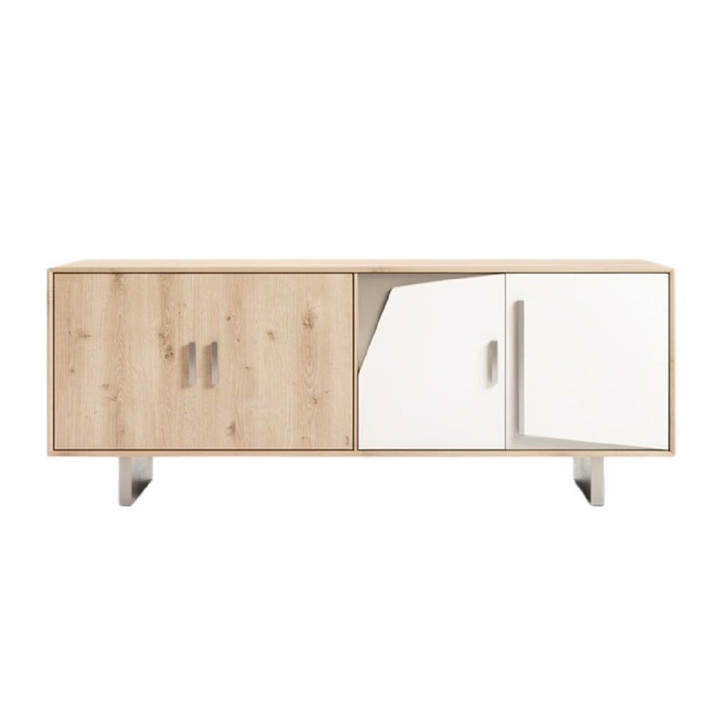 Moderne Scandinavische Kast met Houten en Witte Deuren