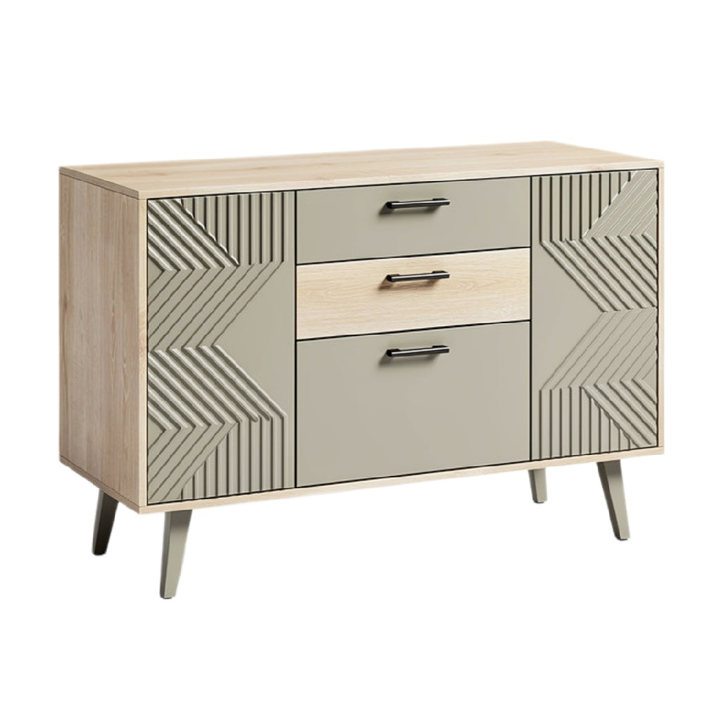 Moderne Kaste met Geometrisch Ontwerp en Houten Afwerking